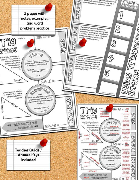 Trigonometric Ratios Doodle Notes high school geometry  trig ratios