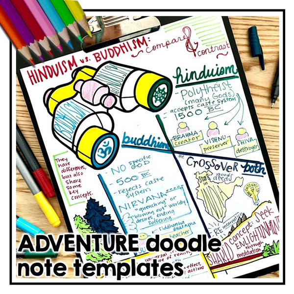 ADVENTURE Doodle Note Template Se
