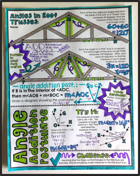 Segment & Angle Addition Postulates Doodle Notes