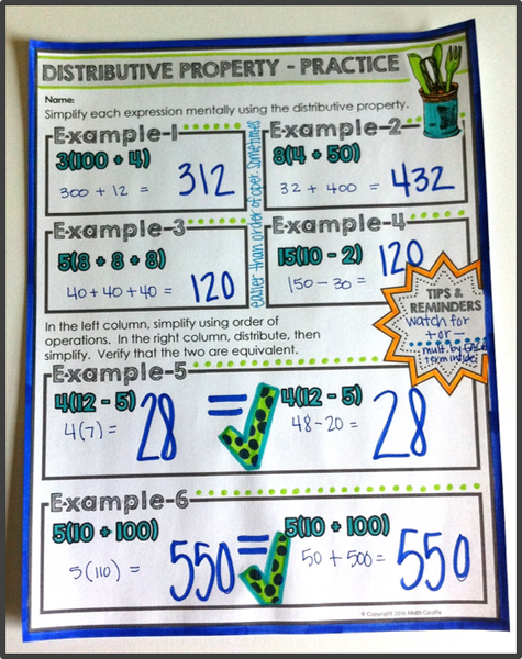 The Distributive Property Doodle Notes