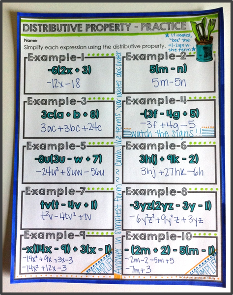 The Distributive Property Doodle Notes