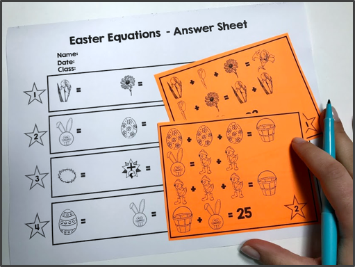 Easter Algebra equation puzzles