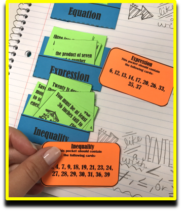 Expression, Equation, or Inequality Card Sort Pre-Algebra Activity