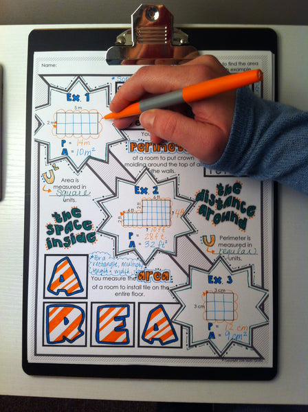 Area and Perimeter Doodle Notes