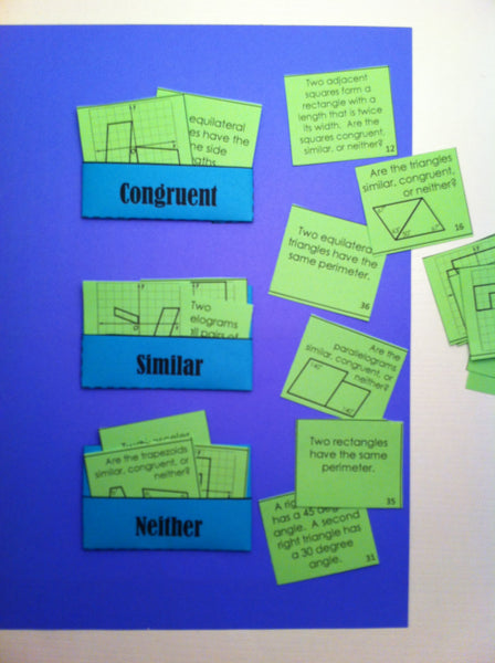 Congruent vs. Similar Card Sort math activity