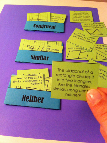 Congruent vs. Similar Card Sort math activity