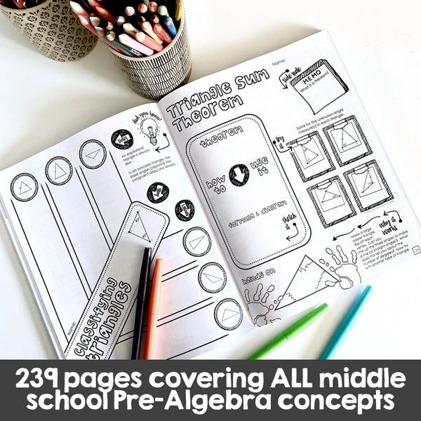 Middle School Pre-Algebra Doodle Note Book