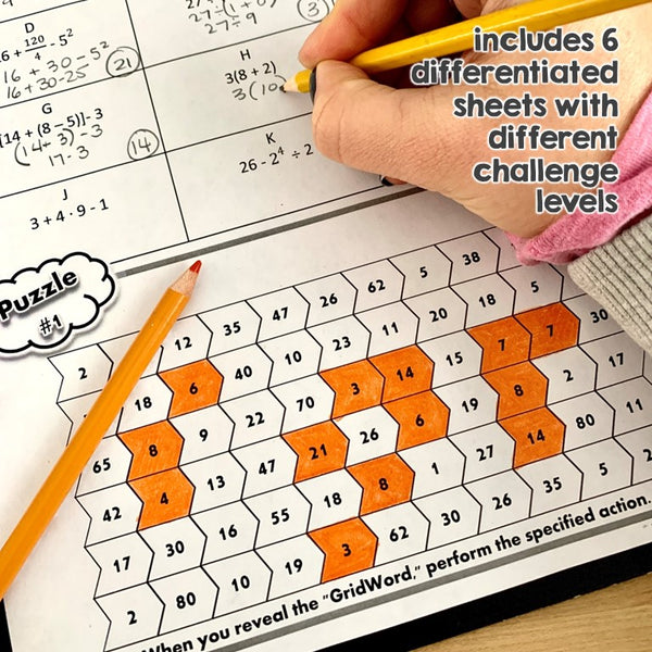 Order of Operations GridWords: Simplifying & Evaluating Expressions