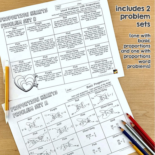 Valentine's Day Solving Proportions Activity: Solve and Color