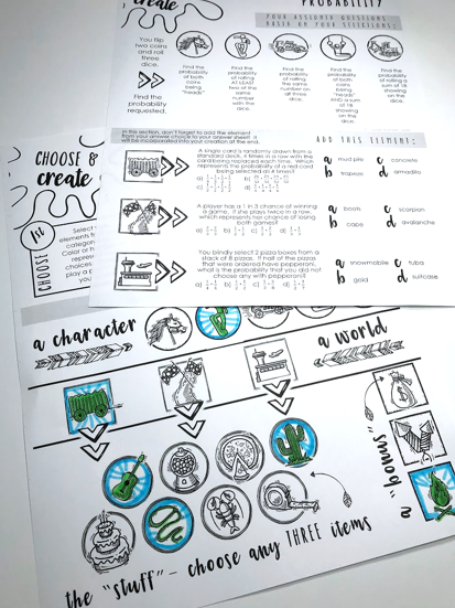 Probability Quiz / Practice Activity: "Choose & Create"