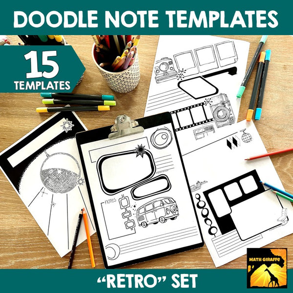 RETRO Doodle Notes Templates for ANY Subject- Math, Science, ELA...