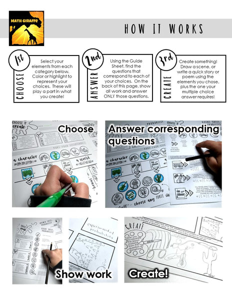 Probability Quiz / Practice Activity: "Choose & Create"