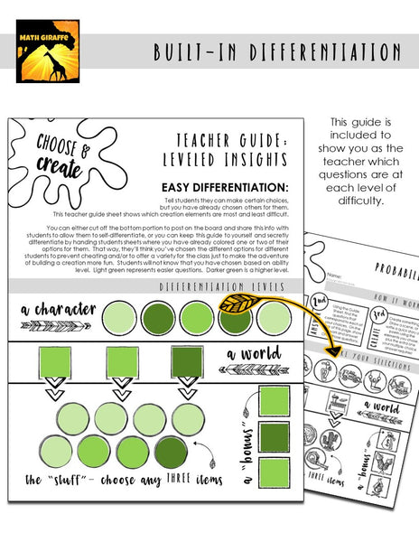 Probability Quiz / Practice Activity: "Choose & Create"