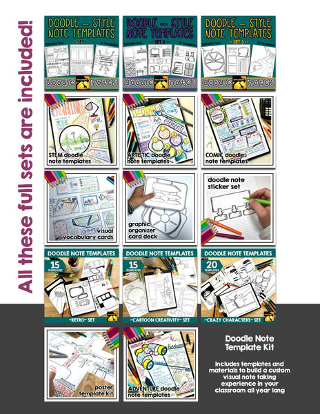 "DIY DOODLES" Super Kit - Big Bundle of Doodle Note Templates