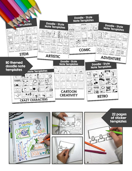 "DIY DOODLES" Super Kit - Big Bundle of Doodle Note Templates