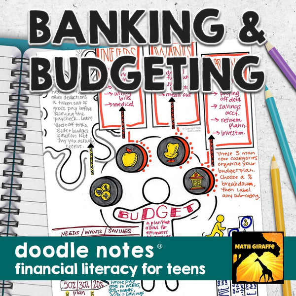 Budgeting & Banking Doodle Notes Unit for Middle & High School Personal Finance