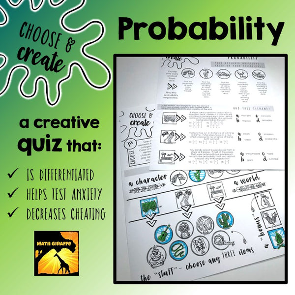 Probability Quiz / Practice Activity: "Choose & Create"
