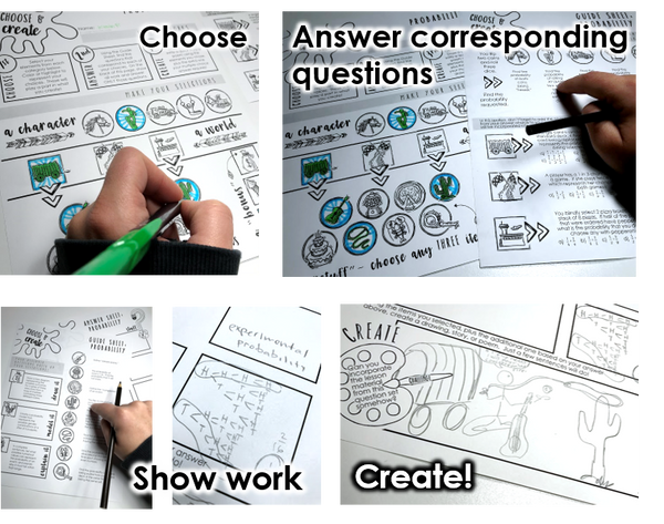 Probability Quiz / Practice Activity: "Choose & Create"