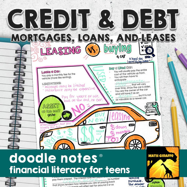 Credit, Debt, & Loans: Doodle Notes for Middle & High School Personal Finance