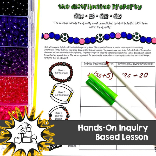 The Distributive Property - Inquiry Based Discovery Lesson Bracelet Investigation