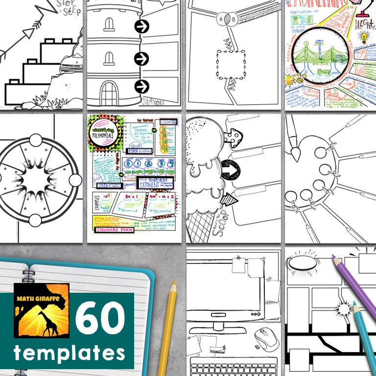 Doodle Notes Templates Bundle Math Giraffe Shop