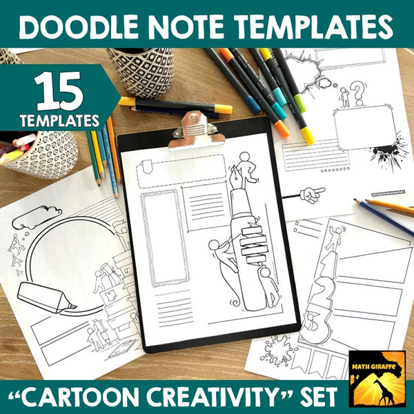 CARTOON CREATIVITY Doodle Notes Templates for ANY Subject- Math, Science, ELA, History, etc.
