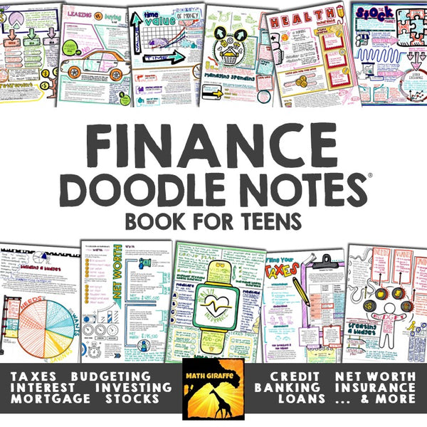 Financial Literacy Doodle Note Book for Teens math giraffe