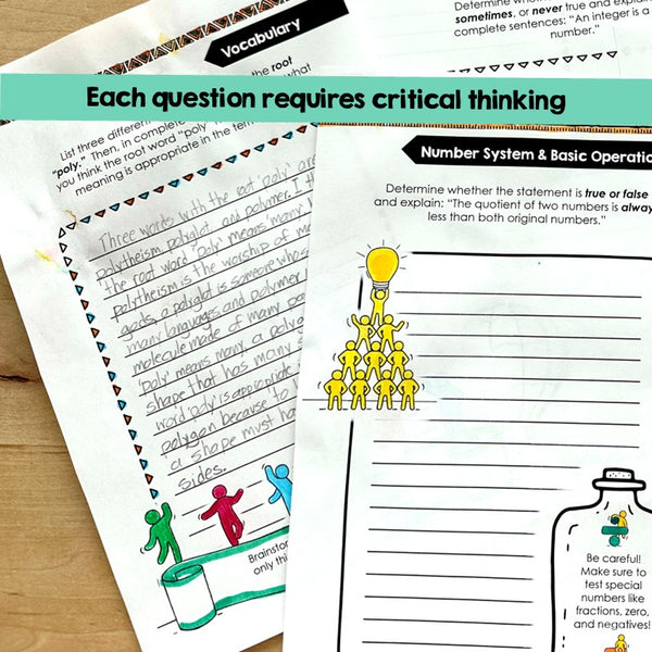 Pre-Algebra Writing Workbook - 100 Critical Thinking Middle School Math Warm-Up Prompts
