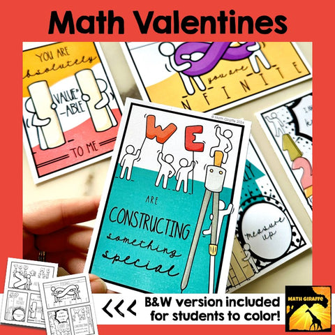 Math Valentines - Printable Math Themed Valentine Cards for Middle / High School