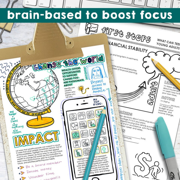 Net Worth & Wealth Guided Doodle Notes for Middle & High School Personal Finance
