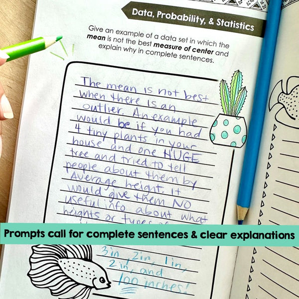 Pre-Algebra Writing Workbook - 100 Critical Thinking Middle School Math Warm-Up Prompts