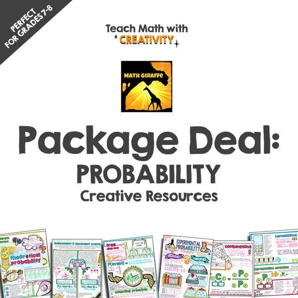 Probability PACKAGE Doodle Note Sets Creative Quiz Middle School