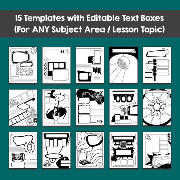 RETRO Doodle Notes Templates for ANY Subject- Math, Science, ELA...