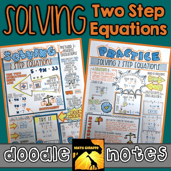 Two Step Equations Doodle Notes pre-algebra