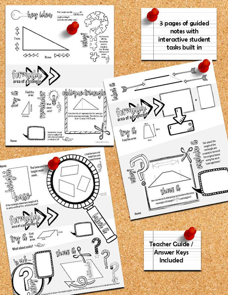 Areas of Triangles and Quadrilaterals Doodle Notes