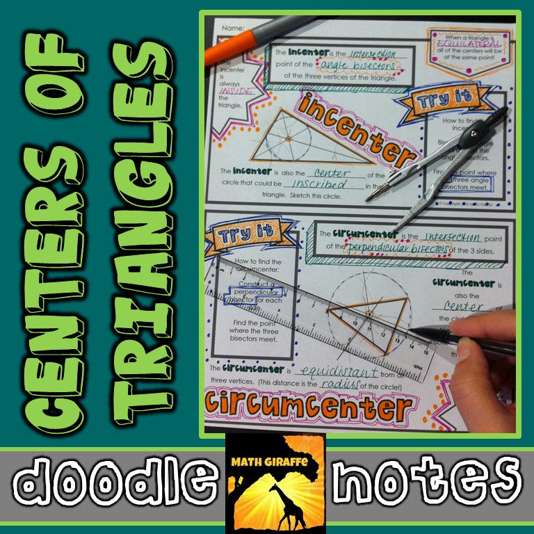 Centers of Triangles Doodle Notes – Math Giraffe Shop