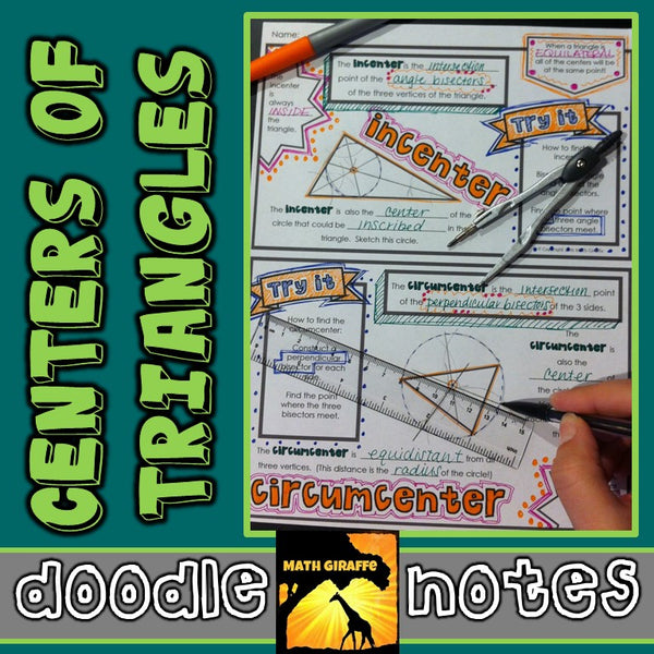 Centers of triangles doodle notes