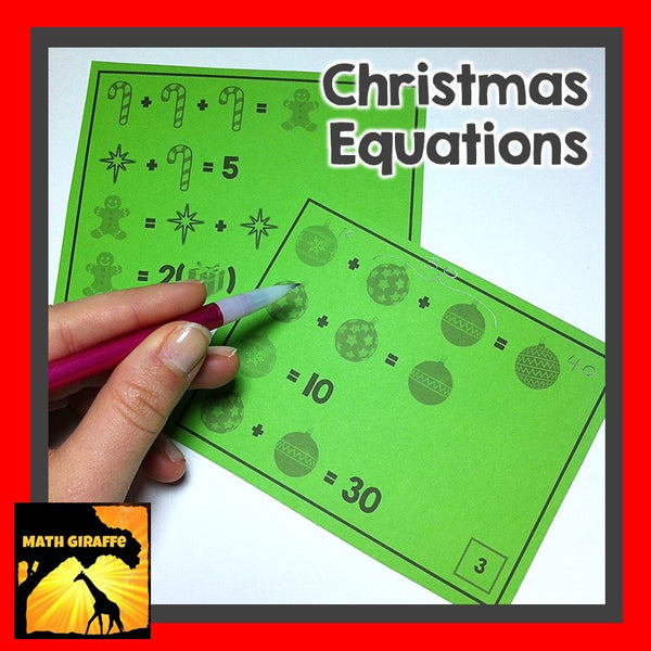 Christmas Algebra equation puzzles