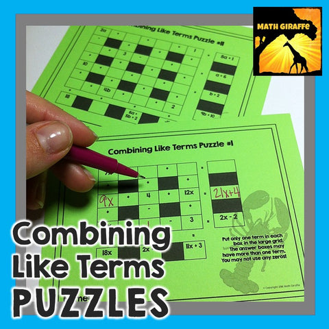 Combining Like Terms Puzzles math