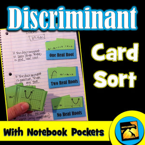 Discriminant Card Sort (for Quadratic Equations)
