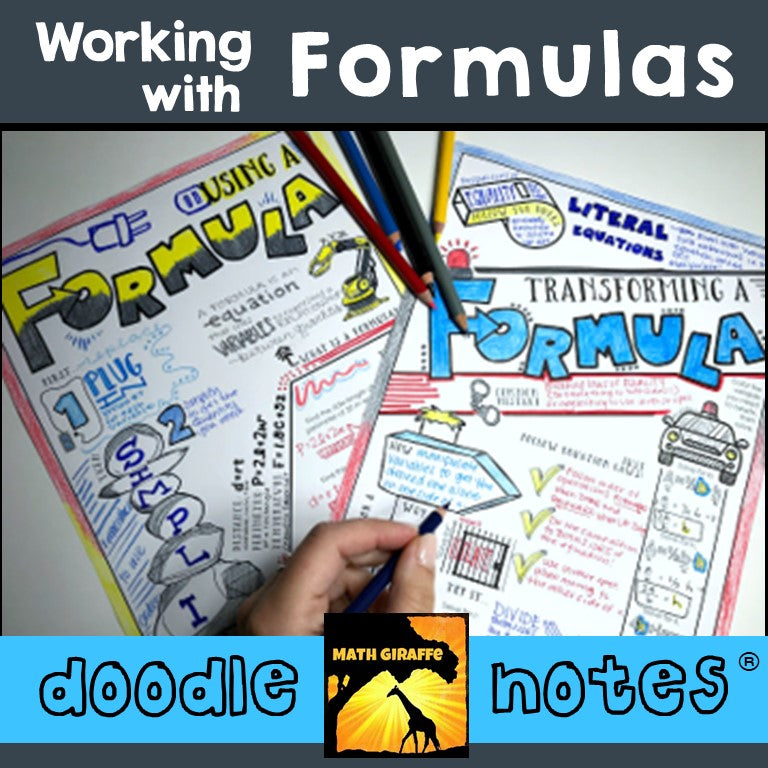 working with Formulas Doodle Notes math giraffe