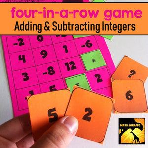 adding and subtracting Integers four  in a row game