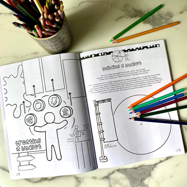 building a budget Financial Literacy Doodle Note Book for Teens