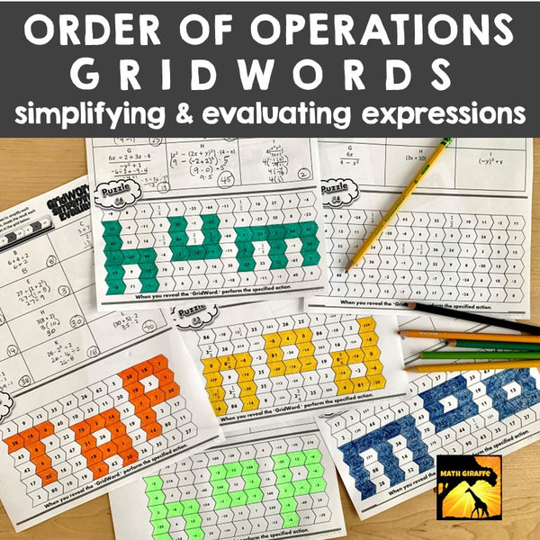 Order of Operations GridWords: Simplifying & Evaluating Expressions