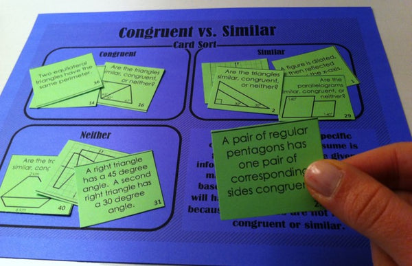 Congruent vs. Similar Card Sort math activity