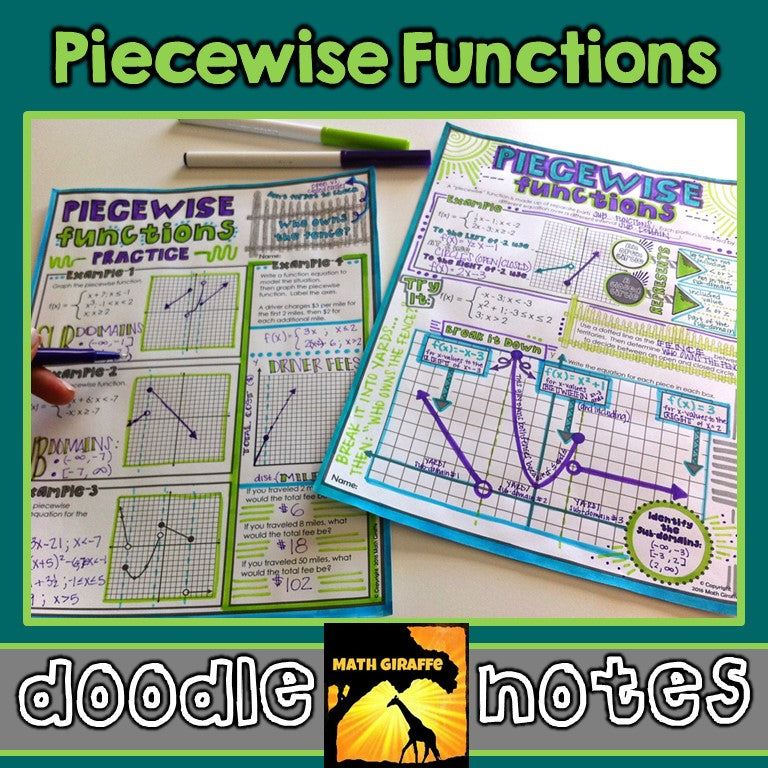 Function Doodle Notes Piecewise Functions Doodle Notes – Math Giraffe Shop