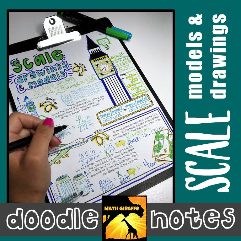 Scale Drawing Math Notes Scale Drawings & Models Doodle Notes – Math Giraffe Shop