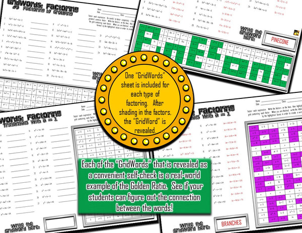 Factoring Polynomials GRIDWORDS Challenge Set fun practice