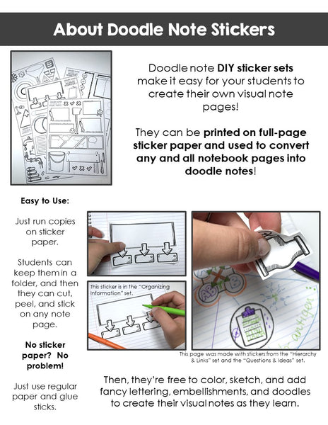 DIY Doodle Note Stickers Set