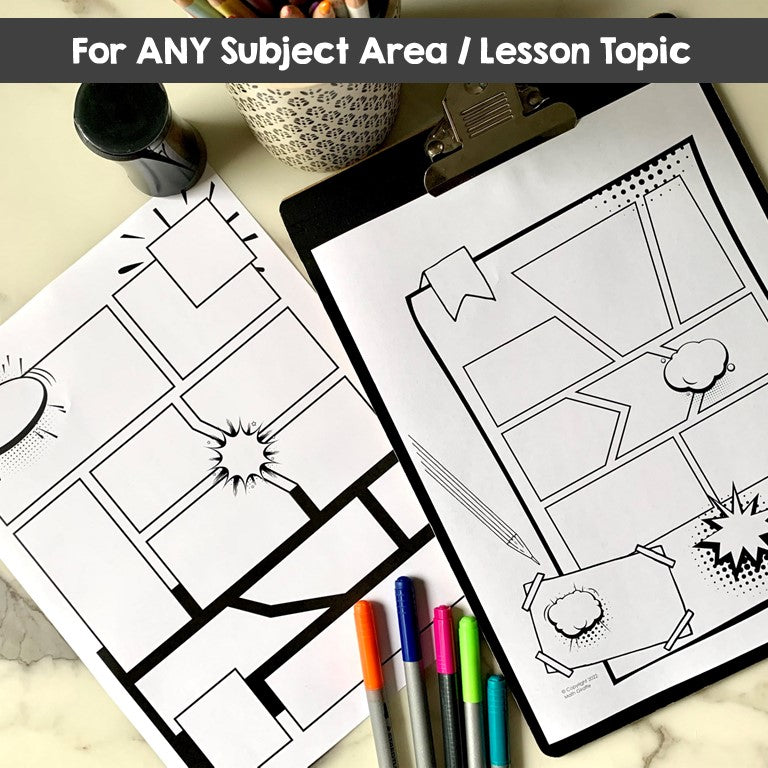 Notes Comic Design COMIC Doodle Note Template Set – Math Giraffe Shop